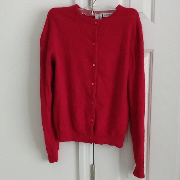 TSE 100% Cashmere Crew Neck Cardigan Sweater Deep Red - Picture 10 of 10